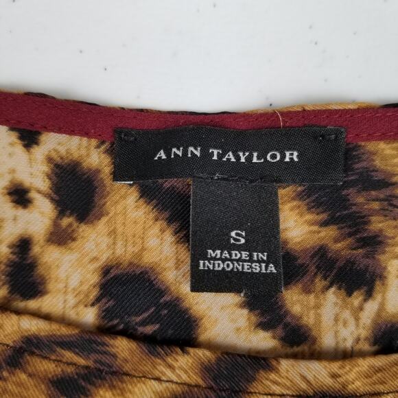 Ann Taylor Black Brown Gold Leopard Paisley Funky Boho Top Size Small - Picture 3 of 3